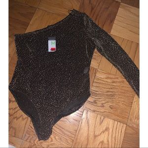 Black and Gold One sleeve Body Suit